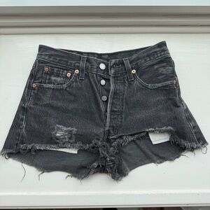 Vintage Levi's 501 Faded Black Denim Shorts - 24
